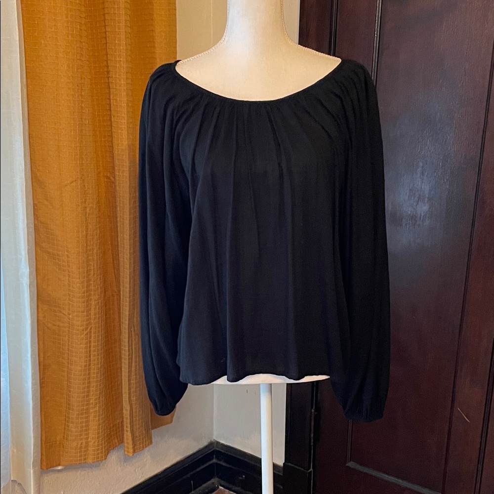 Maeve by Anthropologie Black Peasant Blouse Size XS
